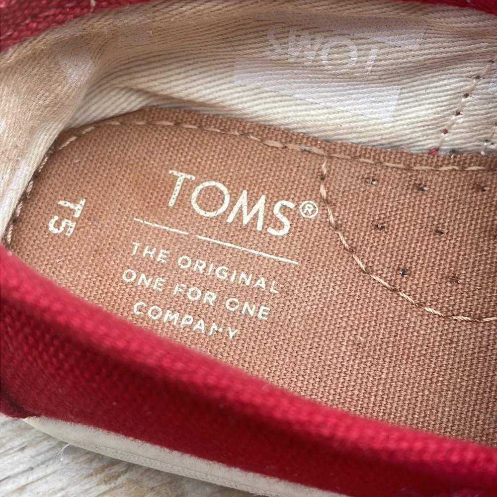 TOMS Red Canvas Alpargata Slip-On Shoes Toddler Size 5T